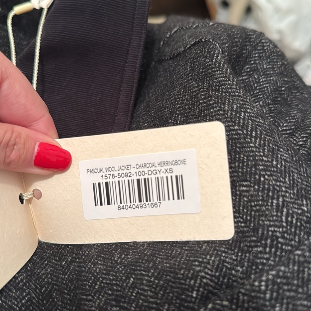 NWT Doen Charcoal Herringbone Wool Pascual Jacket - Picture 3 of 6